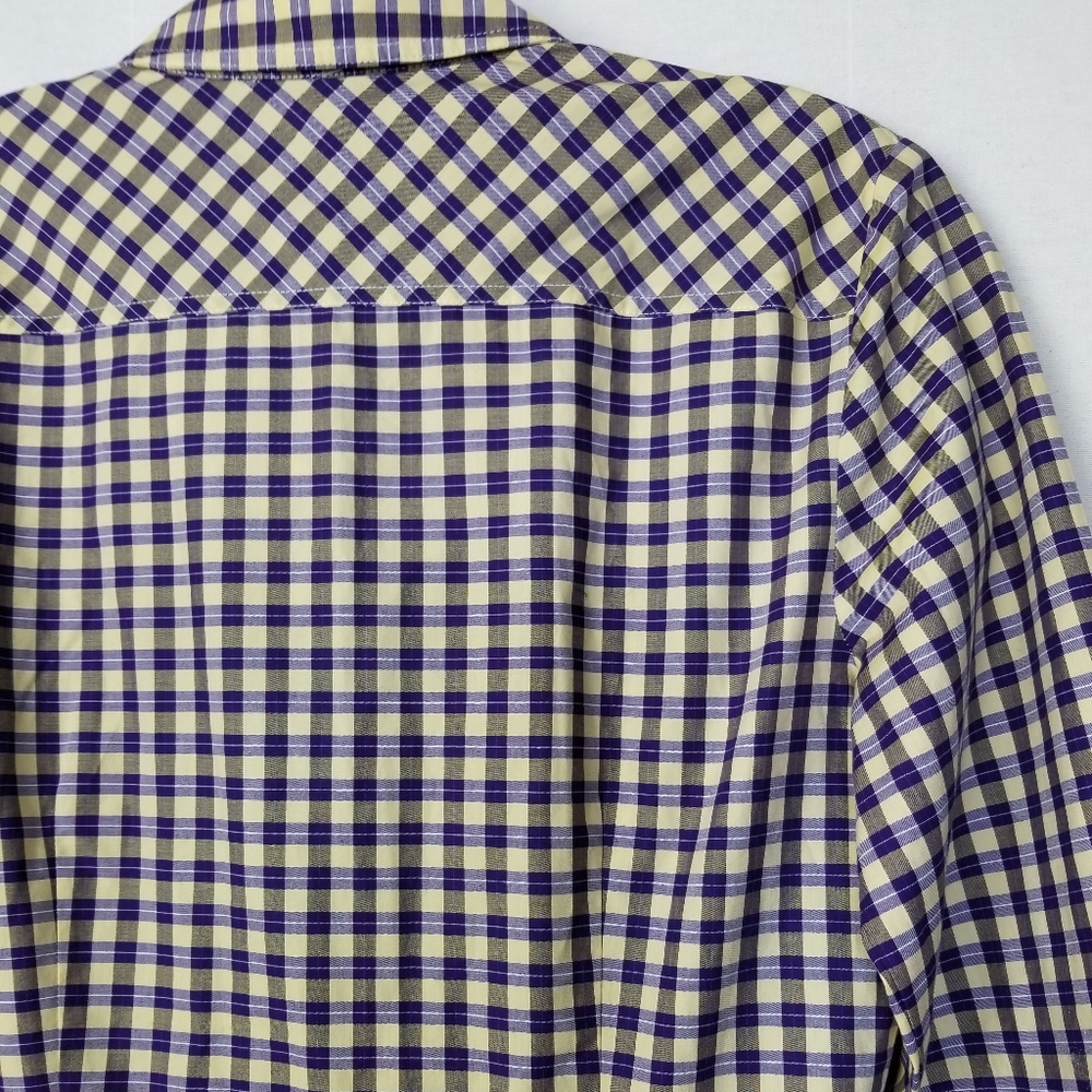 Theory Lidiya Purple Yellow Check Cotton Long Sleeve Shirt Dress Size 6 - Picture 10 of 14